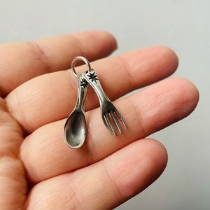 Sterling silver spoon and fork necklace